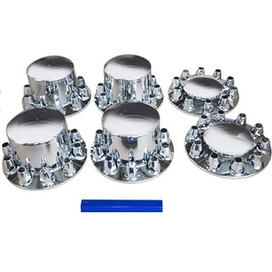 Kit Combo de couvre-roue d'essieu chromé pour Semi-camion avec <span class=keywords><strong>cache</strong></span>-écrou fileté de 33mm - Product Image 2