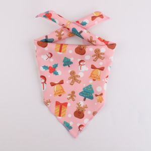 Bandana pour chien à imprimé pain d'épices de Noël, double couche, réversible, écharpe triangulaire pour chiens de petite et moyenne taille - Product Image 1