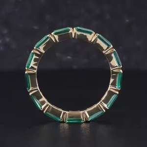 <b>Emerald</b> Cut Green Moissanite <b>Ring</b> 925 <b>Silver</b> Classic Elegant Design for Wedding Engagement Gift and Daily Wear - Product Image 3