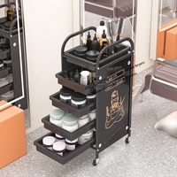 Carrito de Peluquería con Ruedas de Cinco Niveles, Carro Multifuncional con Ruedas para Salones, Estante de Almacenamiento Metálico para Permanentes y Coloración