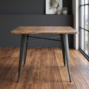 2021 Indian Model Square Farmhouse Industrial <b>Dining</b> Table Modern Extension High Gloss Luxury Wood Iron Legs Hotel Use - Product Image 2