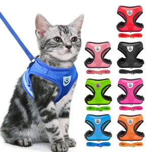 Tali Kekang Anjing Kucing Rompi Dapat Disesuaikan Tali Penuntun Jalan untuk Anak Anjing Desainer Kerah Polyester Mesh Harness untuk Anjing Kecil Menengah