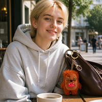 Porte-clés en peluche mignon et écologique – Breloque animale en peluche douce, mini pendentif moelleux visage endormi pour sac à dos, sac à main, clés
