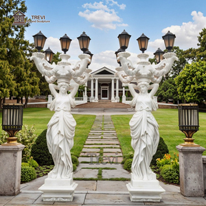 Sculpture de lampe de statue de dame en marbre blanc sculpté à <span class=keywords><strong>la</strong></span> main dans <span class=keywords><strong>la</strong></span> cour du manoir - Product Image 6