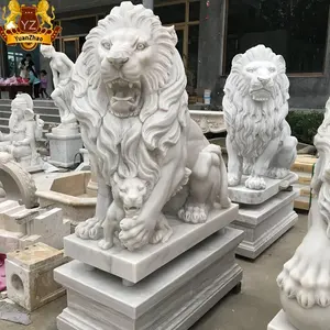 Outdoor Marble Statues Big Outdoor Garden Decorative Western Life Size Marble Lion Statue Stone Animal Sculptures