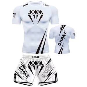 Completo da Allenamento Unisex Venom UFC <span class=keywords><strong>T</strong></span>-<span class=keywords><strong>Shirt</strong></span> e Pantaloncini ad Alta Elasticità Asciugatura Rapida Traspirante <span class=keywords><strong>Boxe</strong></span> Libera Muay Thai Abbigliamento Arti Marziali con Logo Frontale - Product Image 6