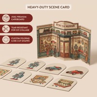 Kit d'autocollants 3D personnalisés DIY Scène de musée rétro Jouet anti-stress en PET avec carte de scène en carton de 350g