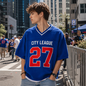 Wholesale Custom Football Knit <b>Sweater</b> Personalized Logo Number Sports Pullover Knitwear - Product Image 1