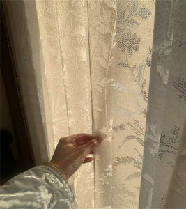 Di alta qualità all'ingrosso della fabbrica di stile francese foglia di <span class=keywords><strong>fiori</strong></span> di Design scavato tenda trasparente elegante bianco Beige pizzo tenda trasparente - Product Image 2