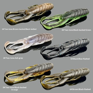 4 leurres souples artificiels en PVC de 80 mm et 8 g, imitation <span class=keywords><strong>crevette</strong></span>, coulants, parfumés au sel, pour la pêche au bar noir - Product Image 2