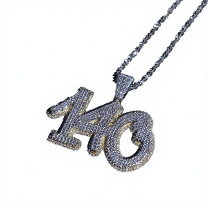 Pendentif personnalisé en forme de lettre pour bijoux hip-hop, en argent 925, moissanite couleur DEF, qualité VVS, plaqué rhodium/or, taille brillant - Product Image 3