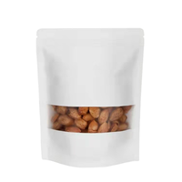 Sac en Papier Kraft Blanc Personnalisé de Qualité Alimentaire avec Fenêtre, Pochette Doypack Dépolie Refermable avec Fermeture Éclair