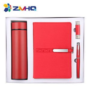 Unique Hot Sale Business Promotion Gift A5 Notebook + Pen + USB Flash Drive + Vacuum Flask