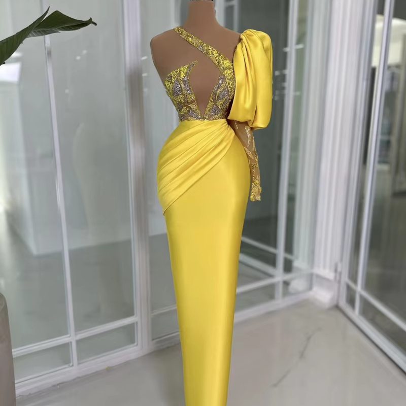slim fit dress slacks Tina Yellow Formal Maxi Dress - US 16 main image 1