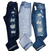 Pantalons en jean en gros, déchirés et usés, surplus d'usine du Bangladesh, commande export annulée, prêts à être expédiés, vente en gros
