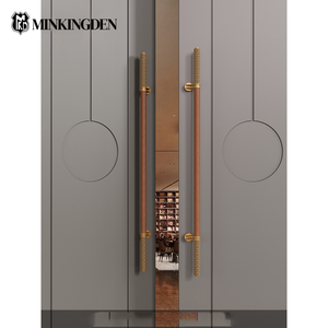 Poignée de porte d'entrée en cuir avec embout sculpté de précision pour hôtel de luxe, salle de banquet, quincaillerie de porte double vitrée à ouverture latérale - Product Image 2