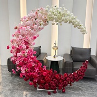 Offre Spéciale : Arche florale artificielle en soie en forme de lune 2x2m pour décoration de scène de mariage et toile de fond d'allée
