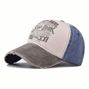 Casquette de baseball en jean imprimé vieilli bicolore, personnalisable, pour l'extérieur, vente en gros, fournisseur chinois - Product Image 6