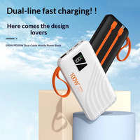 Batterie externe personnalisée certifiée CE, 100W, charge super rapide, affichage numérique LED, ultra-mince, lithium polymère, grande capacité 10000mAh