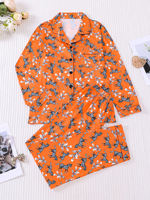 Damen Cardigan Pyjama Set Geknöpft Langarm Sommer Herbst Frühling Shorts Atmungsaktives Polyester Milchseide Homewear Komfortabel