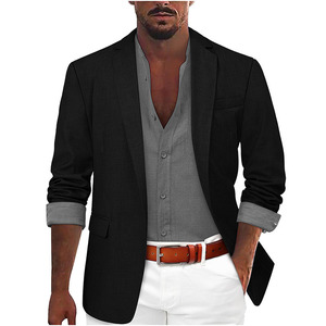 RNSHANGER <span class=keywords><strong>Blazer</strong></span> Casual da <span class=keywords><strong>Uomo</strong></span> Elegante, <span class=keywords><strong>Giacca</strong></span> Monopetto Slim Fit, <span class=keywords><strong>Giacca</strong></span> da Completo Classica, Top Elegante da Gentiluomo - Product Image 4