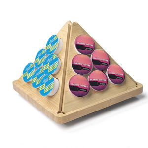Organizador de cápsulas de café de bambú, forma triangular giratoria, estante de almacenamiento de una sola capa para cápsulas K-Cup - Product Image 1