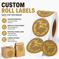Étiquettes autocollantes rondes en papier kraft personnalisées avec dorure à chaud pour boîtes cadeaux, sacs en papier, emballages de boulangerie, logo OEM