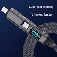 100W 5A Multifunktions-Ladekabel mit geflochtenem LED-Display, 4-in-1 Schnellladekabel, USB-C auf Typ-C Lade- und Datenkabel, 1M 1,5M 2M