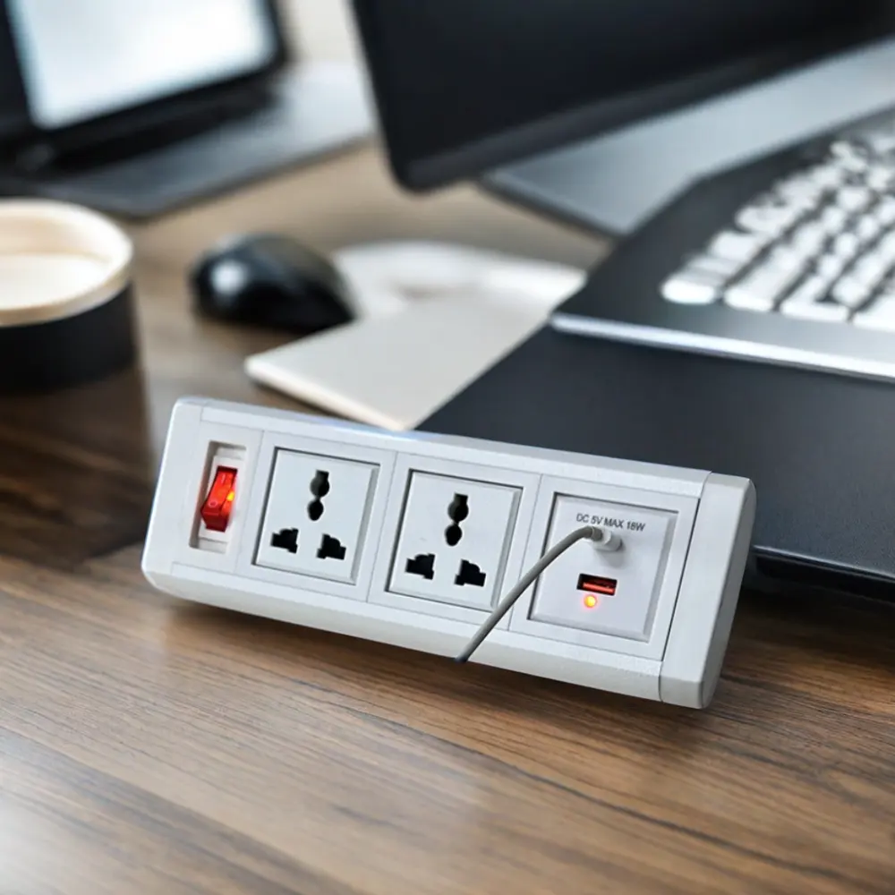BNT Edge Mounted Cargador USB Toma de corriente Abrazadera de oficina en el enchufe de mesa para muebles de oficina Enchufes y enchufes Género