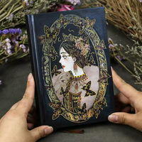 Carnet de notes A5 style chinois rétro vintage avec motif papillon et fleur, reliure cousue, pour étudiant