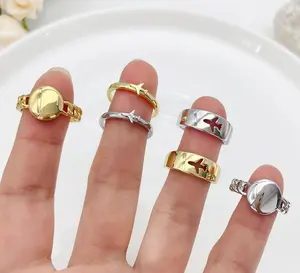 Novo design de joias por atacado de metal com anéis ajustáveis para mulheres, avião para festas