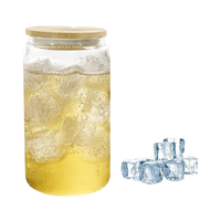 Tasses en verre à sublimation écologique de 16oz avec couvercles en bambou, pailles, lave-vaisselle, micro-ondes, design moderne pour les fêtes