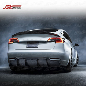 Diffuseur arrière en Fiber de carbone de Style Vorstein pour 2016-2019 <span class=keywords><strong>Tesla</strong></span> modèle <span class=keywords><strong>3</strong></span> Kit de carrosserie diffuseur de pare-chocs de voiture modifié amélioré - Product Image 1