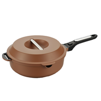 Ensemble de sauteuses en aluminium de couleur marron avec poignée détachable allant au four