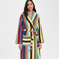 Peignoir unisexe en coton 100% Terry de luxe, taille plus, doux |   Robe thermique rayée teinte en fil pour hôtel et spa à domicile