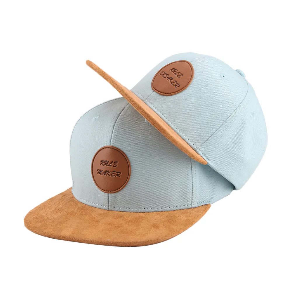 高品質カスタム6パネルレザーラベルフィット野球帽コットンスナップバックキャップメンズ帽子