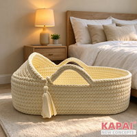 Panier de Moïse en crochet crème KAPAI 2026 – Lit de transport portable pour bébé – Idéal pour panier cadeau de naissance