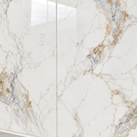 Panneau PVC UV WYRAX Effet Marbre Beige Travertin pour Dosseret de Cuisine 1220x2440mm 3.0mm, Résistant à l'Huile et à l'Eau