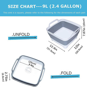 Bassine pliante portable grande capacité multi-usage pour cuisine, camping, vaisselle, organisateur, bassine carrée en plastique pour laver les légumes - Product Image 4