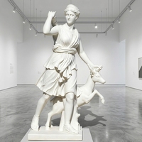 Sculpture de chasseuse néoclassique en marbre blanc massif, faite sur mesure, art figuratif gréco-romain pour église, sur commande, livraison mondiale