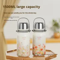 Vaso Aislado al Vacío de Gran Capacidad de Acero Inoxidable 316, Vaso Portátil de Alta Gama para Mujer, Botella de Agua con Asa para Estudiantes y Automóviles