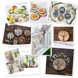 <b>Wood</b> <b>Slice</b> Ornaments With String For DIY Craft Decoration Natural <b>Wood</b> Round Discs For Christmas And Festival Crafts - Product Image 2