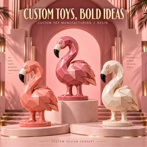 Figuras de Flamencos de Resina Personalizadas en Caja Sorpresa, Coleccionables de Aves Geométricas de Diseño, Fabricante OEM - Product Image 1