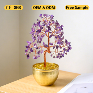 Arbre à Argent en Cristal Naturel Fait Main avec Bol Plaqué Or et Éclats d'Améthyste pour le Feng Shui - Product Image 2