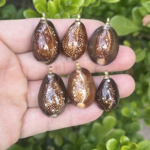 จี้ห้อยเปลือกหอยลายหัวงูสีเทาธรรมชาติขัดเงาจากฮาวาย สำหรับทำเครื่องประดับ DIY - Product Image 5