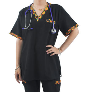 ชุดพยาบาลลายพิมพ์แอฟริกัน ชุดยูนิฟอร์มโรงพยาบาล ชุดสครับแบบกำหนดเอง ชุดสครับทางการแพทย์ - Product Image 1