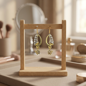 Pendientes de Oro Real de 22 Quilates 916 de Lujo para Mujer, Ligeros, para Uso Diario, con Acabado Elegante - Product Image 2
