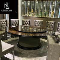 Meubles de maison de style italien de luxe ensemble de grande table à manger ronde 12 places avec centre rotatif pour salle à manger