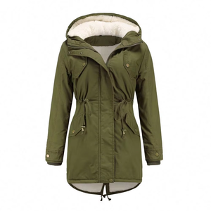 2021 New Arrive Winter Women Solid Color Hooded Overcoat Fleece Inner Parka Heavy Cotton <strong>Velveteen</strong> Warm Outwear Tops Jacket <strong>Coat</strong> - Product Image 3