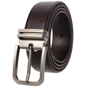 Novo Cinto Masculino Reversível de Couro com Fivela Rotativa, Cintos de Couro Genuíno para Homens, Cinto Clássico para Negócios e Vestuário Formal, Preto e Café - Product Image 6